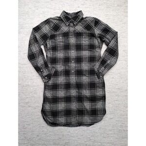 Duluth Long Flannel Tunic Shirt Dress Button Front Plaid Folklore Duster Shacket